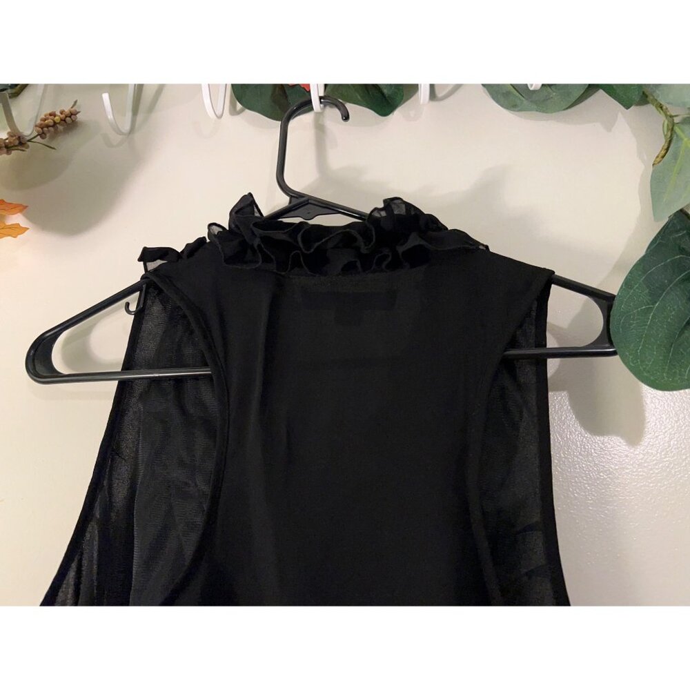 Ruffle Lightweight Blouse~ Women’s~ Chiffon Tank Top Coquette Y2K Size L - Picture 7 of 12